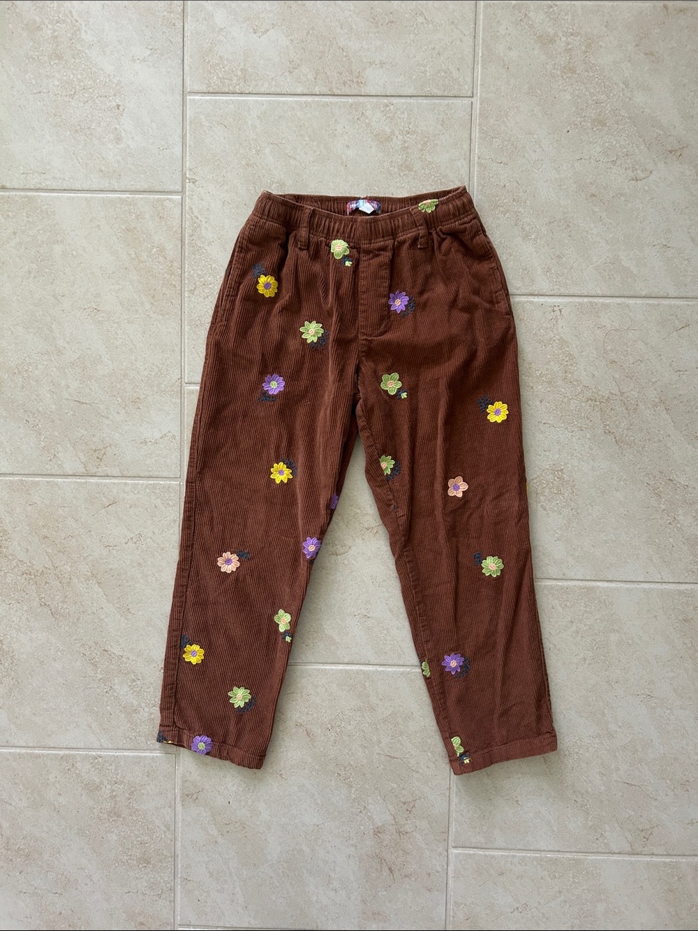 Urban Outfitters Floral Embroidered Corduroy Trousers